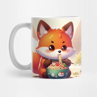 Cute Fox Eating Ramen Mug